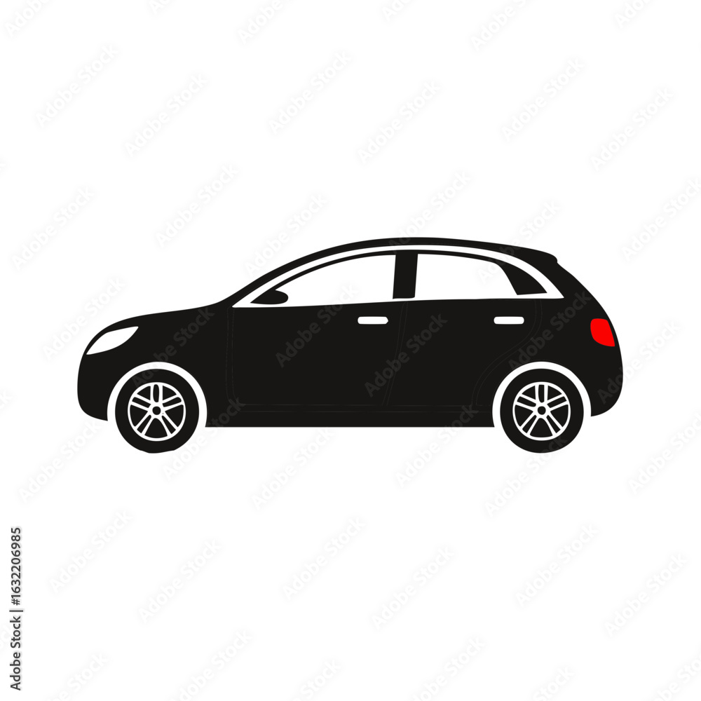 Fototapeta premium Modern black hatchback silhouette vector illustration isolated