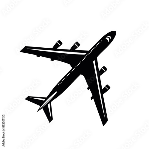 Airplane Silhouette Flying Commercial Jet Plane Illustration Graphic Design