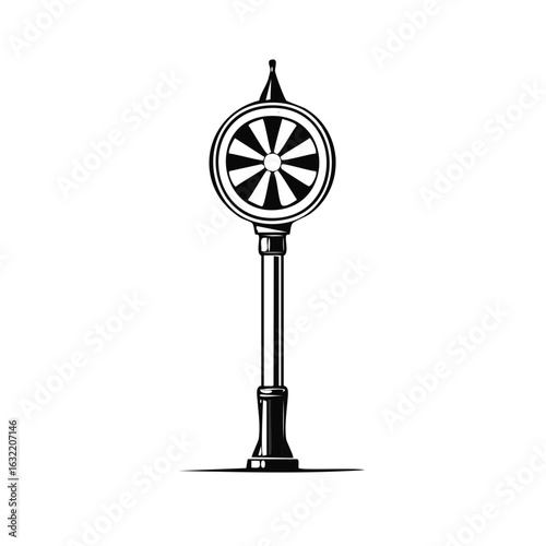 Classic Vintage Pole Finial Design Black White Vector Graphic