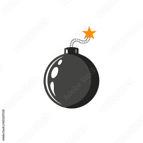 Cartoon bomb with lit fuse and star on top
