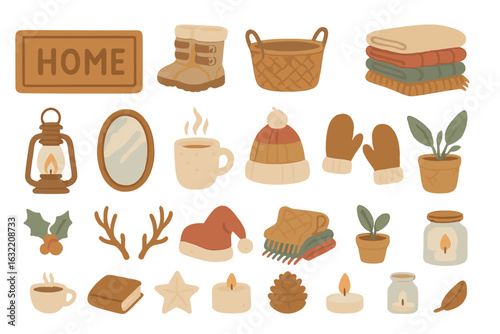 Cozy home decor and winter essentials for a warm atmosphere during the colder months