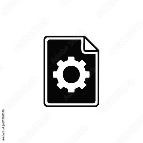 Document with Gear Symbol Representing Settings or Configuration