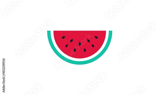 Simple, flat illustration of a watermelon slice