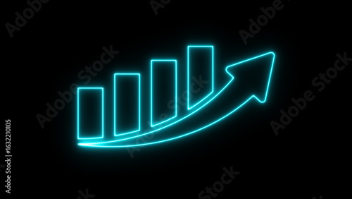 Abstract neon line business graph isolated on black background