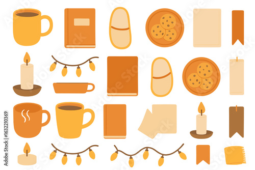 Cozy autumn decor with warm tones and comforting items for a relaxing atmosphere