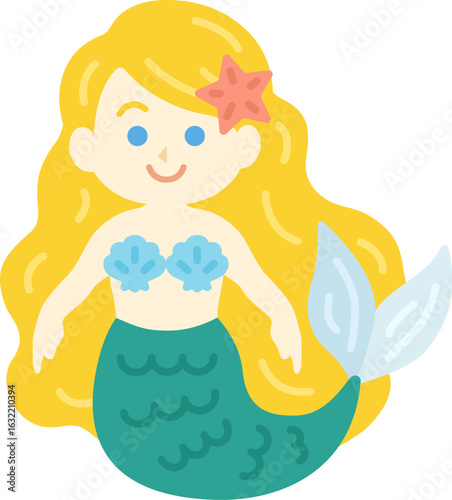 白人の人魚のキャラクターのイラスト