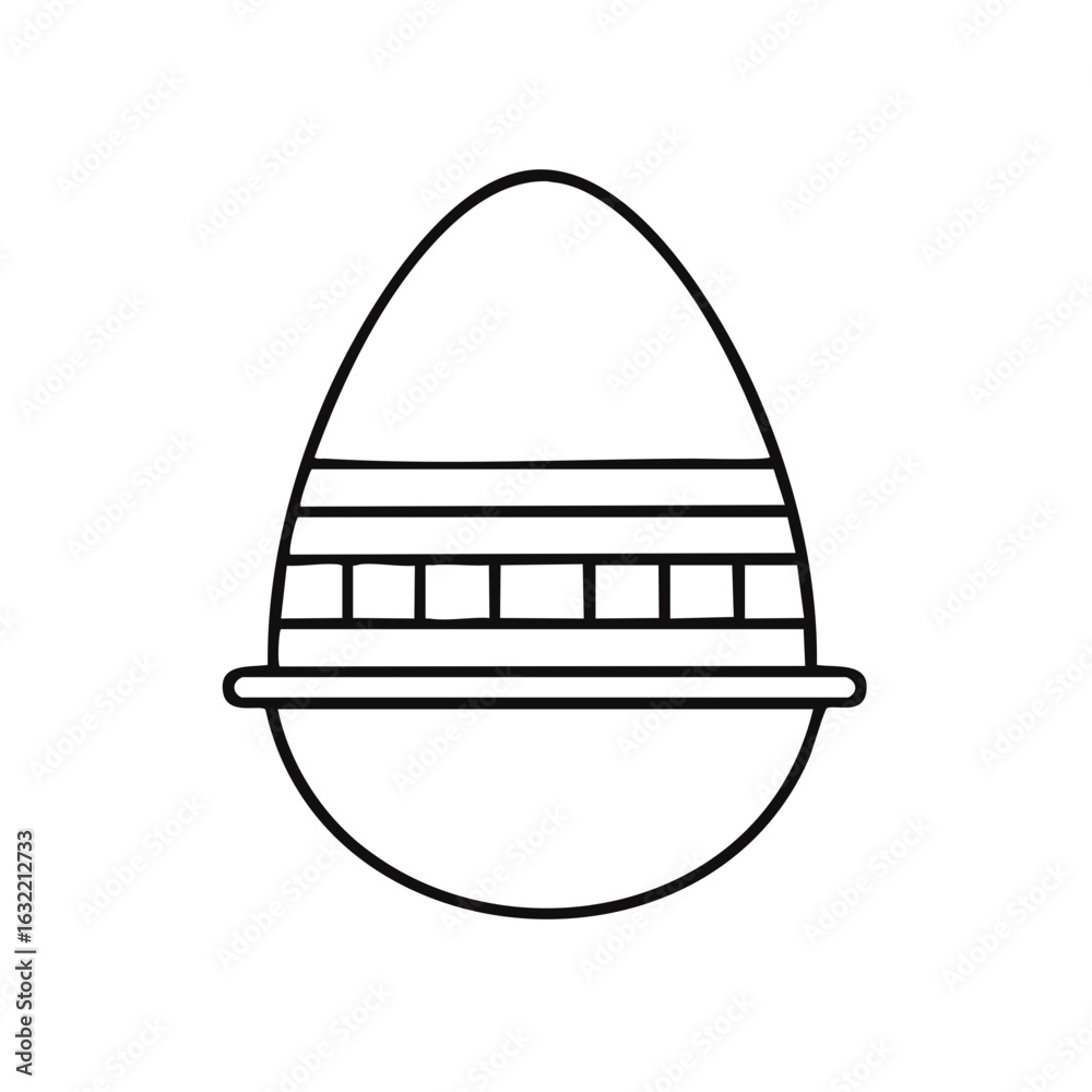 Minimalist line art illustration of a decorated Easter egg with striped pattern Minimalist line art illustration of a decorated Easter egg with striped pattern
