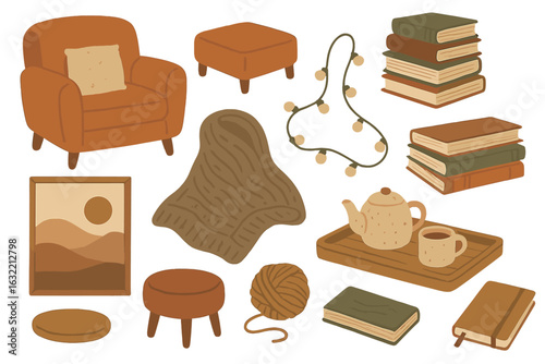 Cozy home decor with warm tones and relaxing elements for a comforting ambiance