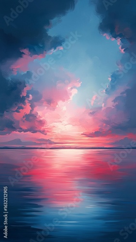 Pink Sunset Sea