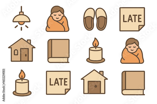 Cozy home elements representing comfort, relaxation, and a sense of urgency during late hours in a warm atmosphere