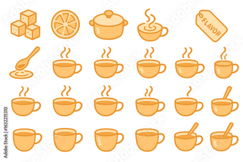 Wallpaper Mural Various steaming cups of tea and unique ingredients on a clean, bright background showcase a cozy tea preparation atmosphere Torontodigital.ca