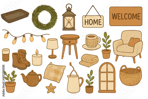 Cozy home decor elements for a warm and inviting space during autumn or winter gatherings