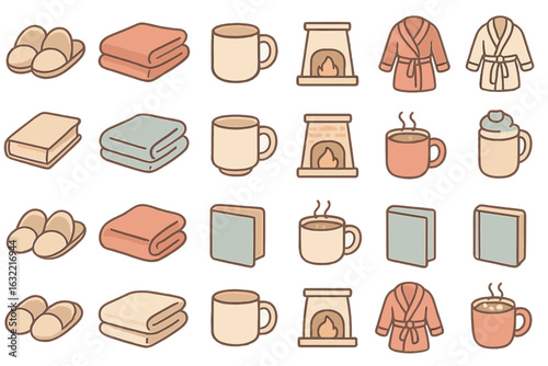 Cozy winter evening with warm drinks and blankets for relaxation and comfort at home