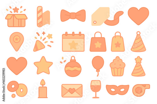 Colorful collection of event icons representing celebrations, parties, and special occasions