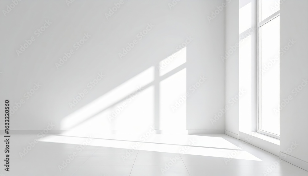 Fototapeta premium Bright Empty Room With Sunlight And Shadows