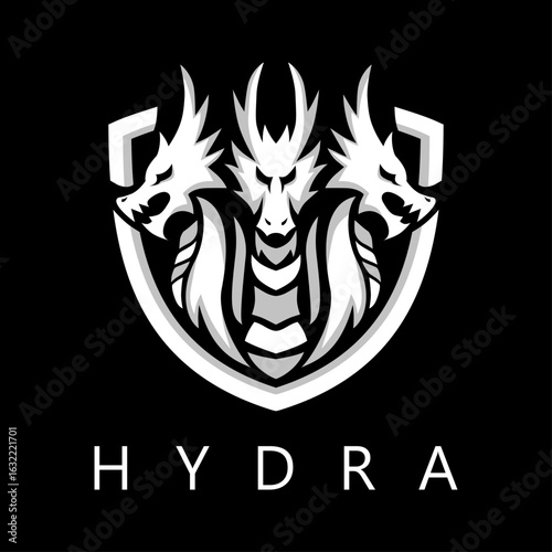 hydra head and shield vector logo