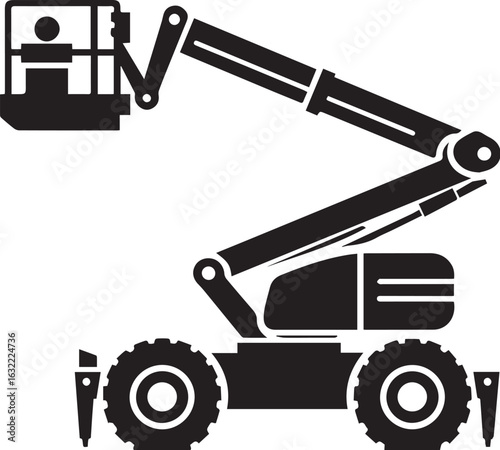 Cherry picker boom lift truck vector isolated on background