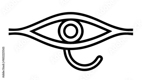 Eye of Horus Symbol Black Line Sketch Isolated on White