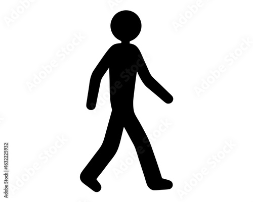 Silhouette of a walking stick figure on a white background illustration