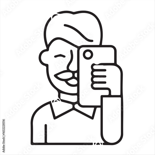 Selfies line icon concept. Selfies vector linear illustration, sign, symbol
