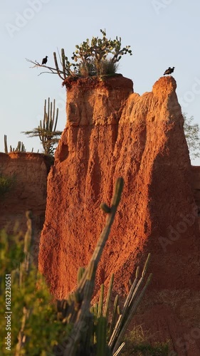 Desert Cliffs and Vultures at Sunset – Tatacoa Desert, Colombia