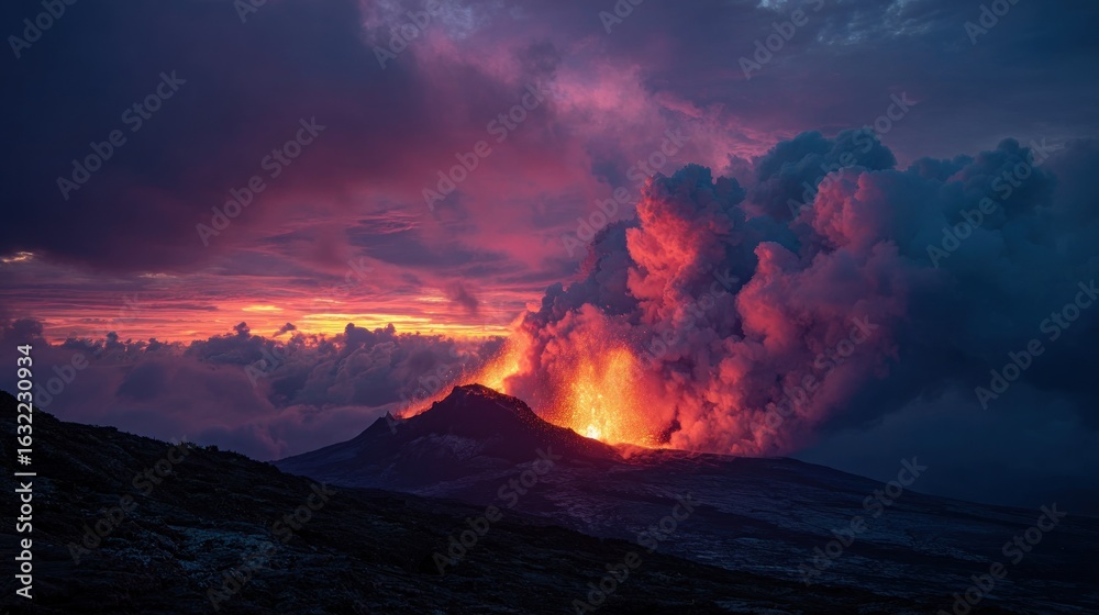 Fototapeta premium Volcanic eruption at sunset (1)
