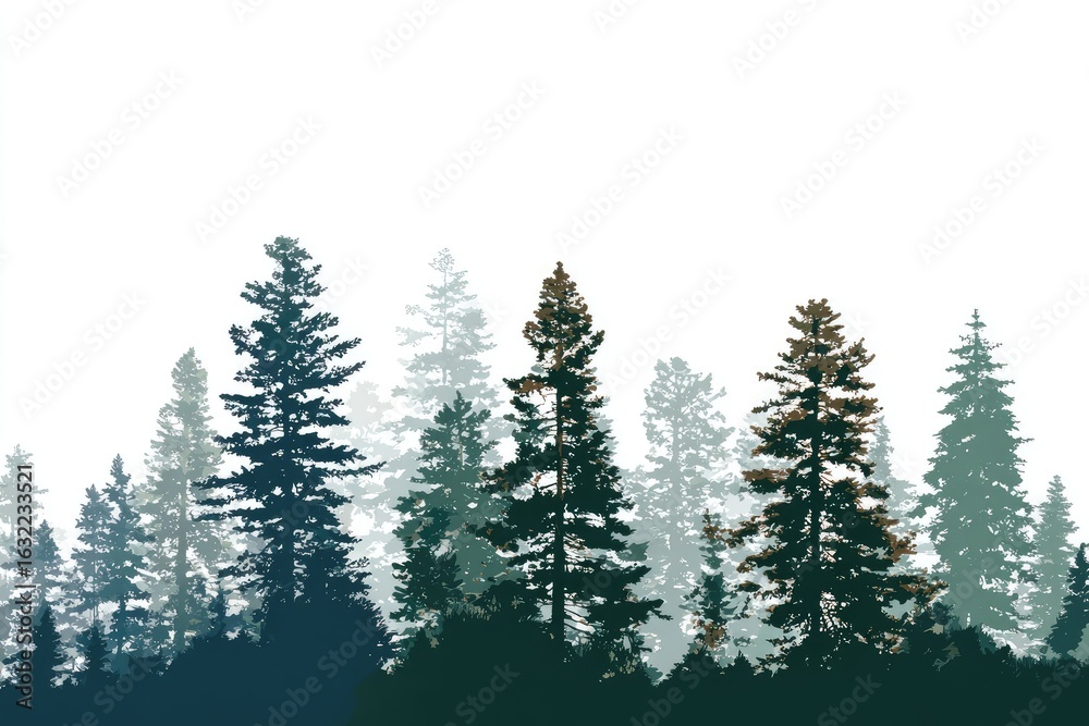 Obraz premium Silhouetted forest edge, soft gradient tones
