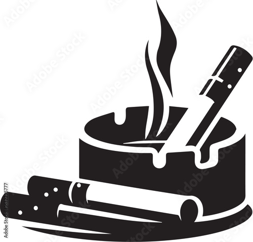 Smoking concept with cigarettes in ashtray and rising smoke