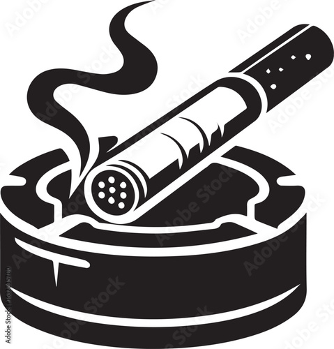 Smoking concept with cigarettes in ashtray and rising smoke