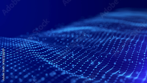 Modern design of network connection structure. Abstract background with interlacing dots and lines. 3D rendering.