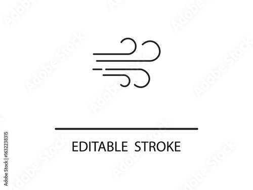 Dynamic wind icon with flowing curves representing breezy weather, perfect for weather apps and forecasts.