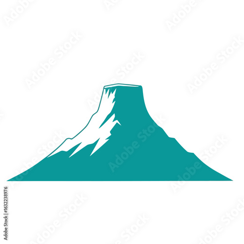 Vector art of stylized teal mountain peak isolated on white background