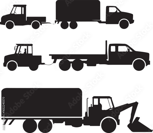 set of trucks vector