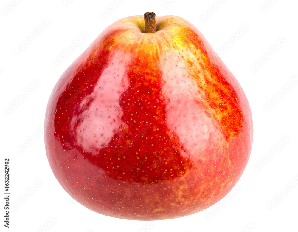 Obraz premium Top-Down Macro Shot of Crimson Red Pear with Textured Skin, Transparent Background.