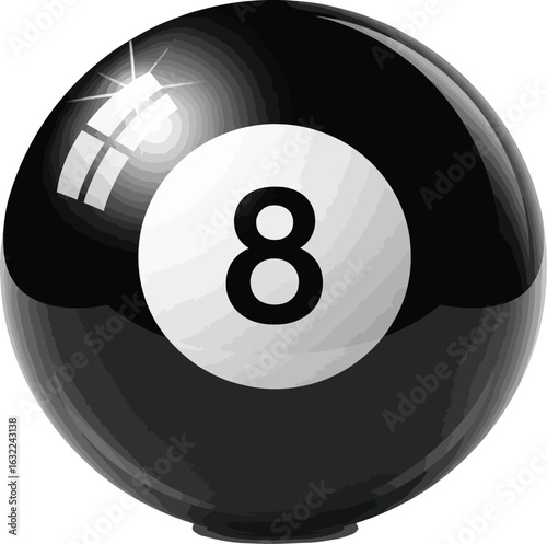 vector, illustration, pool ball number eight, Billiard ball
