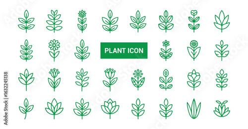 Green leaves, environment, and nature eco sign. Tree plant outline icon. Vector eps 10