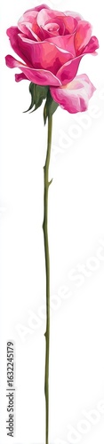 Single pink rose with long stem