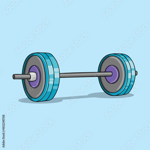 Barbell weightlifting equipment illustration, for fitness and exercise