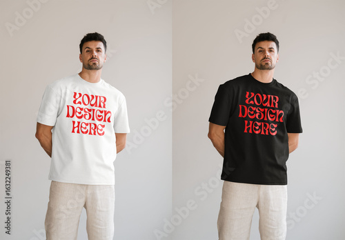 Mockup Of Man Wearing Customizable T-Shirt, Front View
