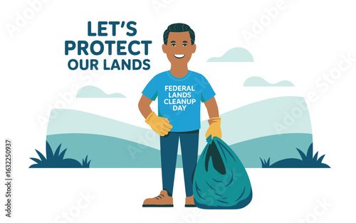 Man cleaning lands federal day vector