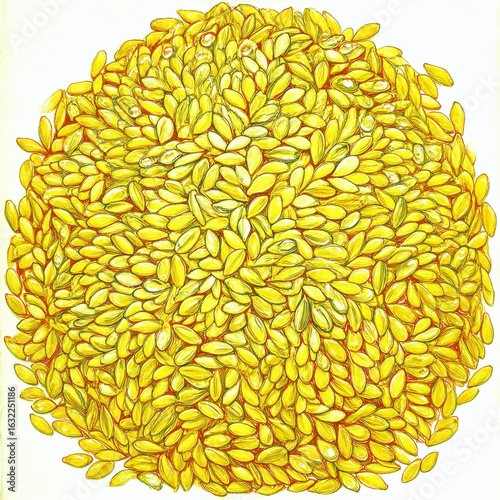 Close Up of Yellow Seeds in Circular Pattern