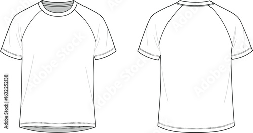 Action Illustration of Blank T-Shirt Design, Cotton Clothing Template, Graphic Art Concept