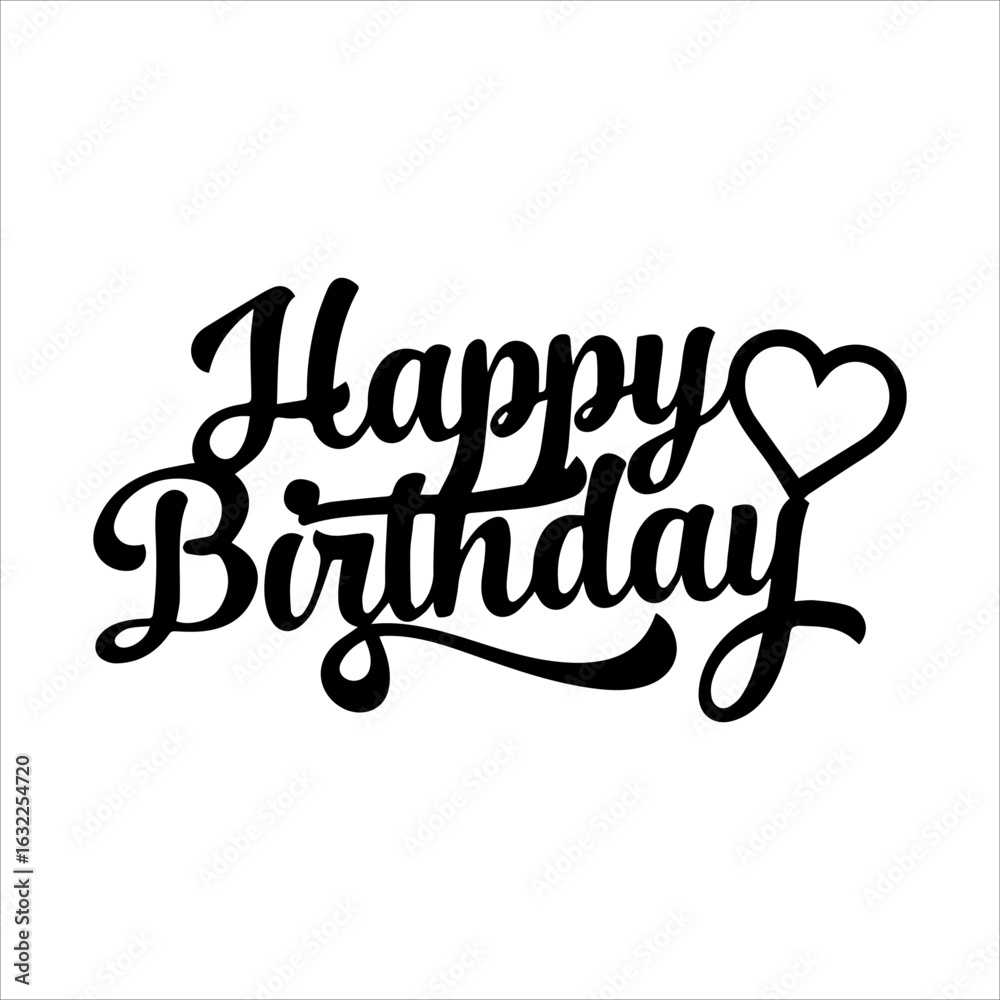 Obraz premium Elegant happy birthday typography with stylish calligraphy, perfect for greeting cards, social media posts, and event invitations, capturing a festive and celebratory feel