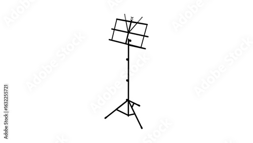 Portable Music Stand Foldable Adjustable Height, black isolated silhouette