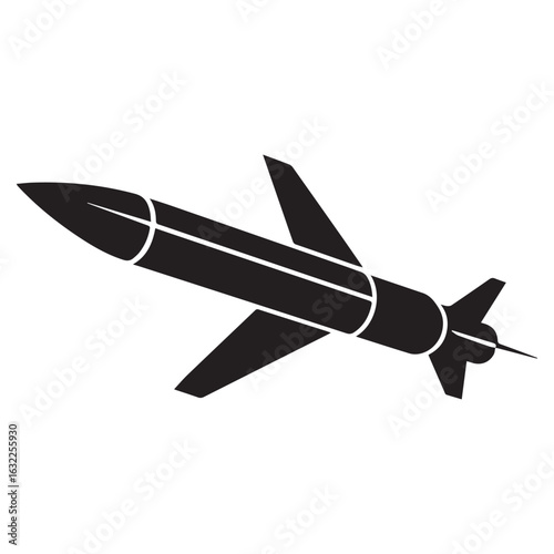 Silhouette Style Vector Minimal Missile Logo Design – Modern Military-Inspired Graphic Template for Defense Industry, Aerospace Branding, Security Companies, Tech Startups, and Professional Logo