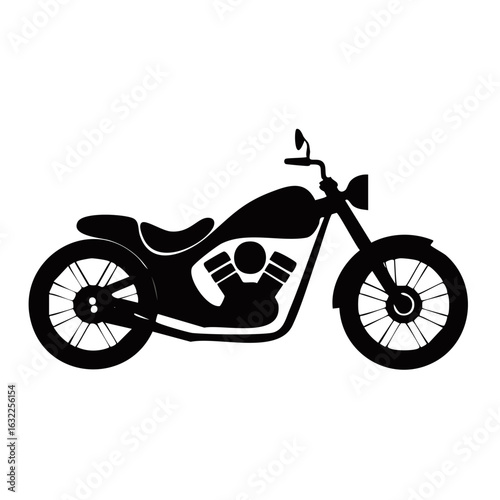 Classic cruiser motorcycle silhouette vector graphic illustration