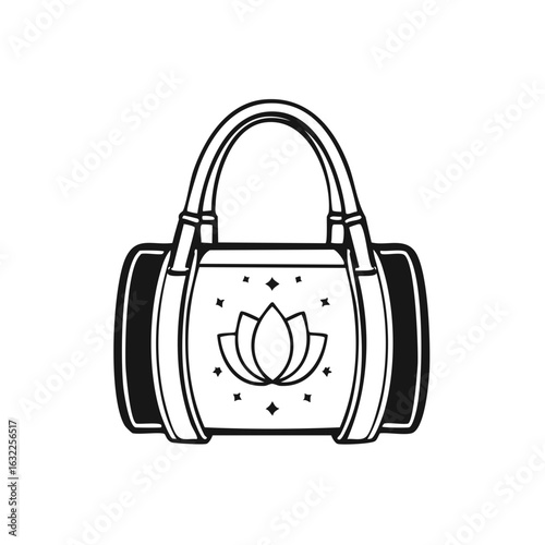 Stylish duffel bag with lotus flower and star accents perfect for yoga or travel
