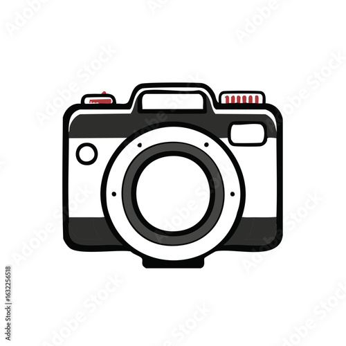 Digital camera vector icon illustration in flat cartoon style for photography concept