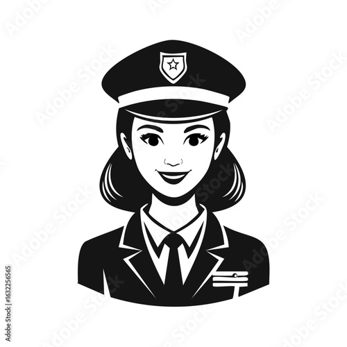 Smiling woman in professional uniform and cap illustration