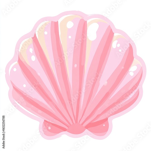 A stylized, pastel pink seashell